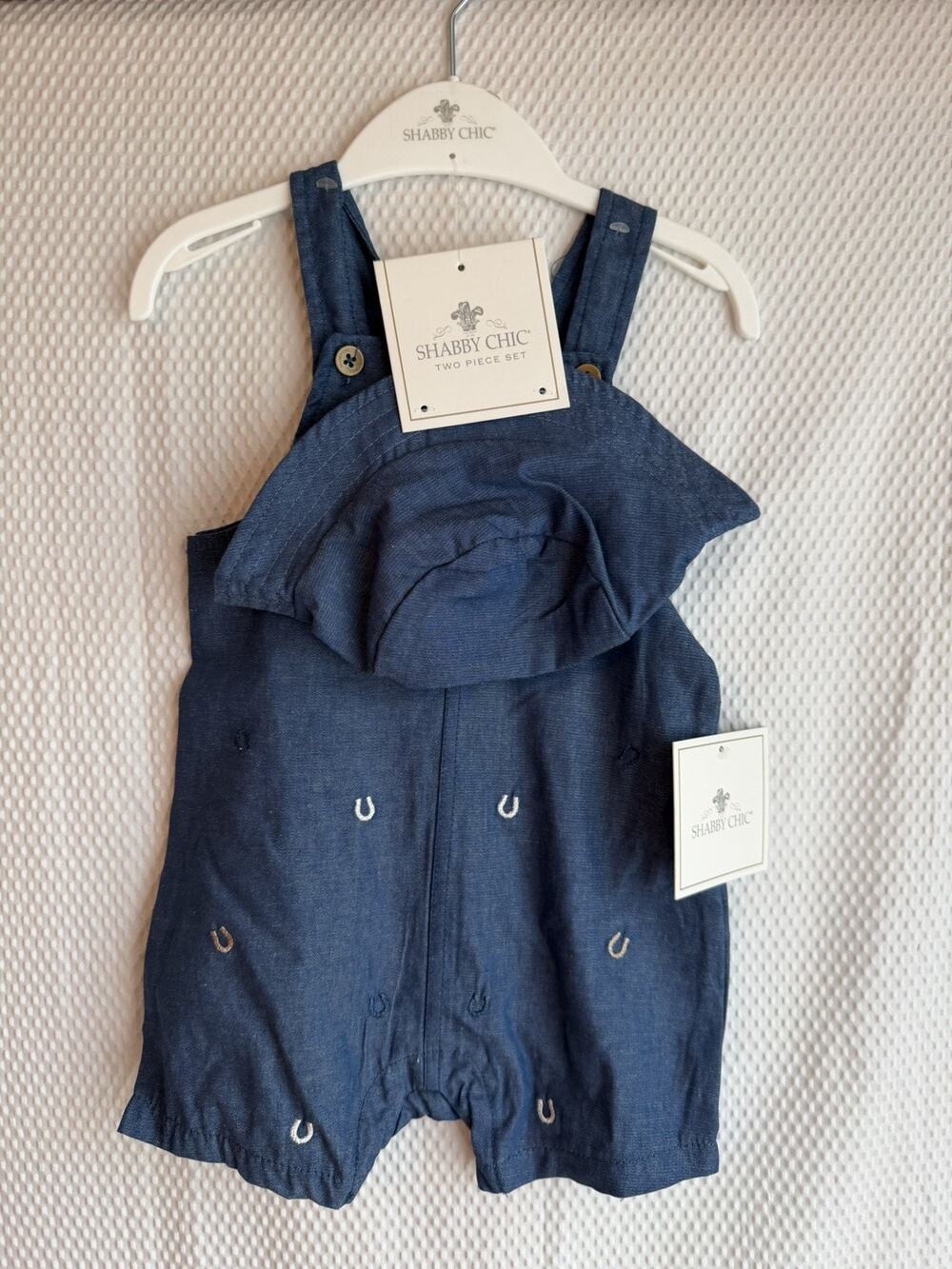 Shabby Chic 2Pc Shortalls Set Blue 6/9